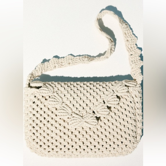 Last one🚨 Zara Macrame Knit Shell Cotton Shoulder Bag Handbag Purse Cream NWT - Picture 3 of 16